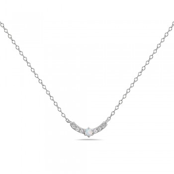Sterling Silver NECKLACE SHORT ARC Cubic Zirconia WITH 1 TINY PC OF WHITE O