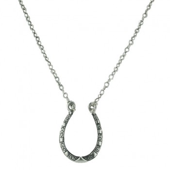 Sterling Silver Necklace Oxidize Horseshoe
