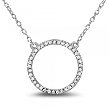 SS Necklace 20Mm Clr Cz Circle, Clear