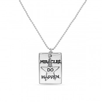 Sterling Silver Necklace 25X17mm Tag with Knockdown Star+Letter '