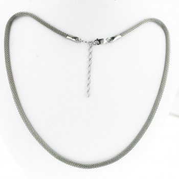 Sterling Silver 16 Inches Weaven Chain 2 Inches Extension-Rhodium Plating