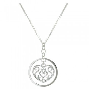 Sterling Silver Necklace 18 Inch Chain with 42mm Flat Circle+32