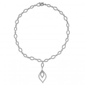 Sterling Silver Necklace with Clear Cubic Zirconia with Tear Drop Shape Drop
