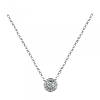 Sterling Silver Necklace Round 11mm Center Piece
