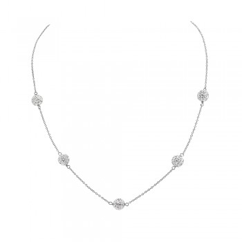 Sterling Silver Necklace 5-8mm Fireball on Chain Clear Cy