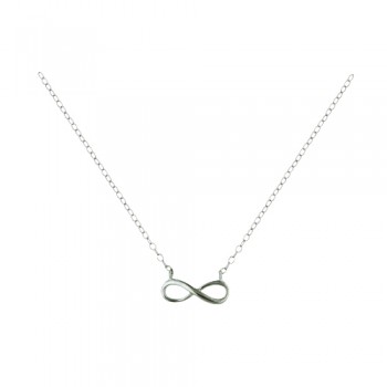 Sterling Silver Necklace Plain Silver Open Infinity