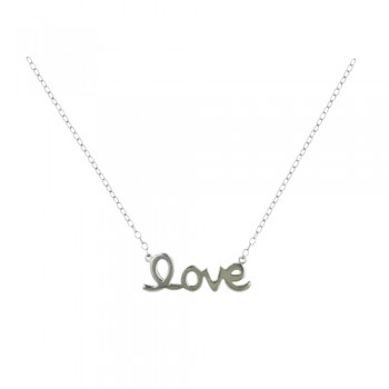 Sterling Silver Necklace Plain Silver “Love” 18"