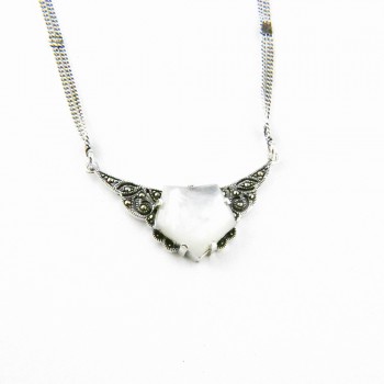 Marcasite NECKLACE ARC WITH PENTAGON MOTHER OF PEARL DOUB-5M-464M