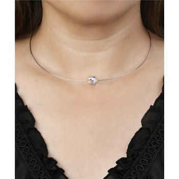 Sterling Silver Necklace Star With Star Rose Gold And Rhodium,