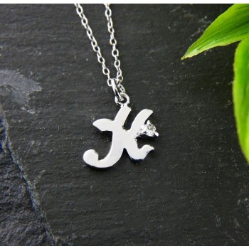 Sterling Silver NECKLACE INITIAL SCRIPT K WITH A PIECE OF CZ