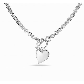 Sterling Silver Necklace Chain Heart Toggle Rhodium Plating (3S-176/3)