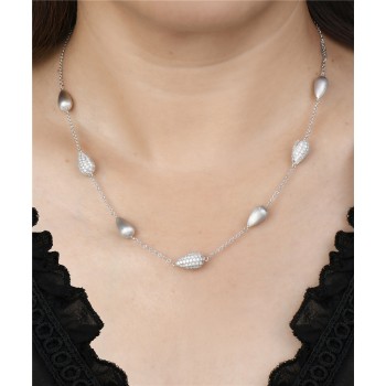 Sterling Silver Necklace 16+2 Inch Chain with 4 Matt Finish+3 C