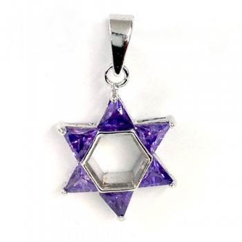 Brass Pdnt 17X17Mm Open Jewish Star 5 Triangel Ame