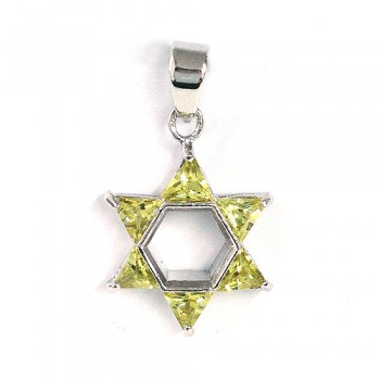 Brass Pdnt 17X17Mm Open Jewish Star 5 Triangel Lig