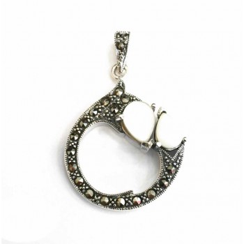 Marcasite PENDANT FORMING CIRCLE WITH 2  MOTHER OF PEARL T-