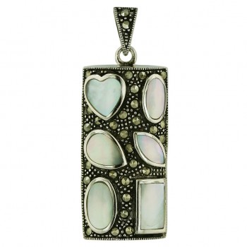 Marcasite Pendant 36X18mm Pave Marcasite Rectangular with Heart,Tear Drop,Oval,