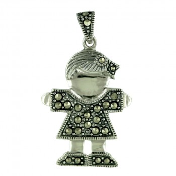 MARCASITE PENDANT LITTLE GIRL WITH MS BOW