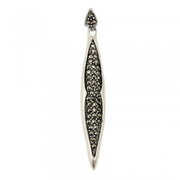 Marcasite Pendant 12X52 Mq Dbl-Side "Insert" Pdt-"Js"
