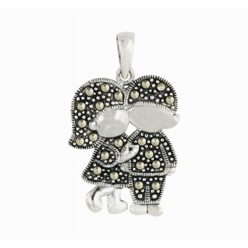 Marcasite Pendant Pave Marcasite Boy+Girl Holding Hands