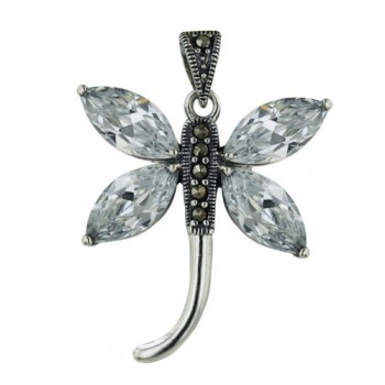 Marcasite Pendant Dragonfly with Clear Cubic Zirconia