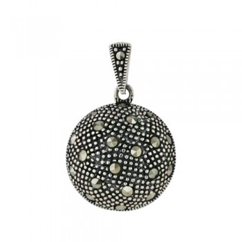Marcasite Pendant Dome Paved in Marcasite