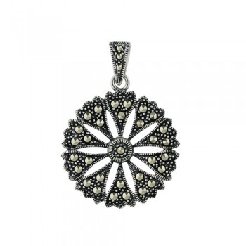 Marcasite Pendant Flower Paved in Marcasite