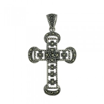 Marcasite Pendant Open Cross with Small Cross Designs