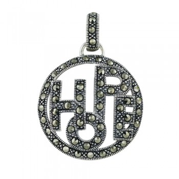 Marcasite Pendant Open Dome with Word "Hope"