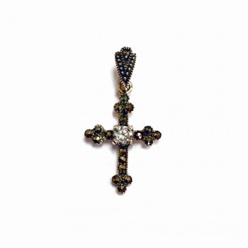 Sterling Silver Pendant Marcasite Cross Center Cl