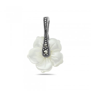 Marcasite Pendant Flower 5 Patel Mother of Pearl