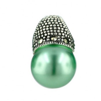 Marcasite Pendant 13mm Green Pearl Ball
