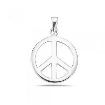 Sterling Silver Pendant Plain Open Flat Peace Symbol--E-Coat