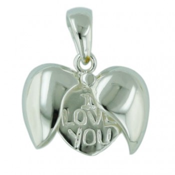 Sterling Silver Pendant Plain Open/Close Heart with Engraved Word "I