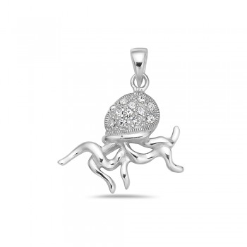 Sterling Silver PENDANT CLEAR CZ JELLYFISH