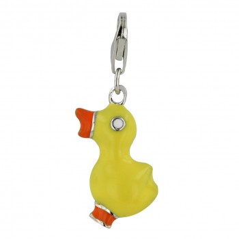 Sterling Silver Pendant #26 Yellow Epoxy Duck with #23 Orange Epoxy M