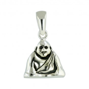 Sterling Silver Pendant Plain Oxidized Buddha--E-coated/Nickle Free--