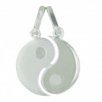 Sterling Silver Pendant Matt Finish+Silver Yin Yang--Silver Plate