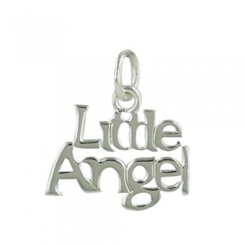 Sterling Silver Necklace 16 In. Plain "Little Angel" Text--E-coated/Nickle Free-