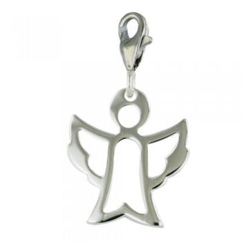 Sterling Silver Charm Open Angel--Rhodium Plating/Nickle Free--