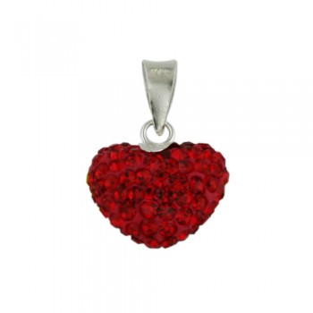 Sterling Silver Pendant 13mm/8.5 (Thickness) Puffy Heart with Lig