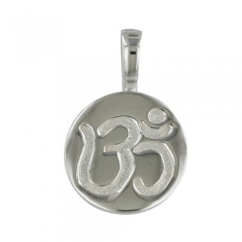 Sterling Silver Pendant 15.5-15.5mm Round Silver Flake with Engraved