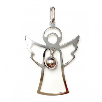 Sterling Silver Pendant Plain Angel with Jingle