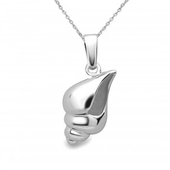 Conch Shell Silver Pendant Necklace
