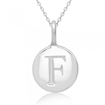 STERLING SILVER PLAIN ROUND CHARM LETTER F
