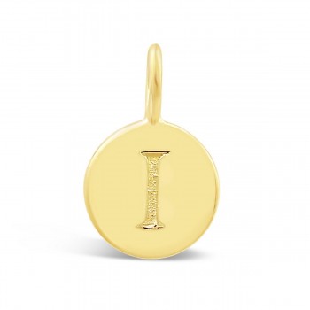 STERLING SILVER PLAIN ROUND CHARM LETTER I  *GOLD PLATED
