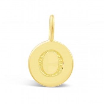 STERLING SILVER PLAIN ROUND CHARM LETTER O * GOLD PLATED