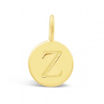 STERLING SILVER PLAIN ROUND CHARM LETTER Z**GOLD PLATED