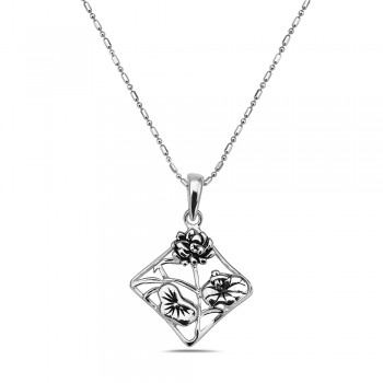 Sterling Silver PENDANT CHARM YOUR GARDEN IN DIAMOND SHAPE-6S-5065EX