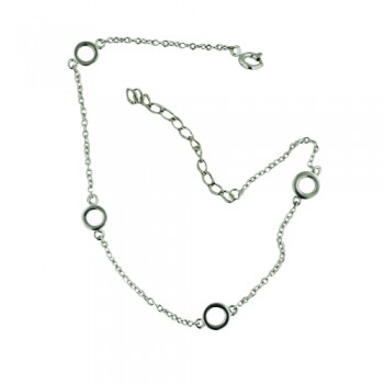 Sterling Silver Anklet Station Circle