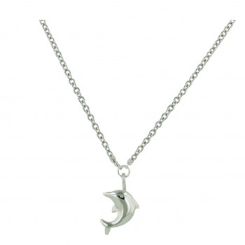 Sterling Silver Ankl 9.5 In. Plain Dolphin***Rhodium Plating/Nickle Free***